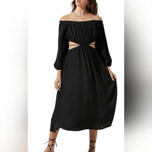 ASTR the Label Cassian Cutout Midi Dress Black Size Small NEW